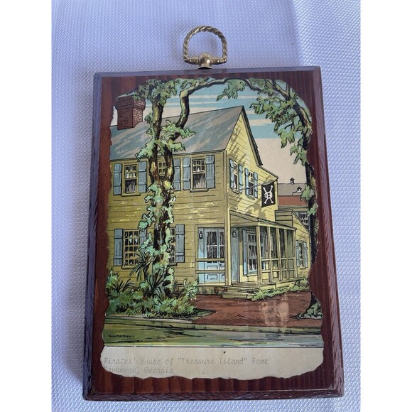 Vintage Leonora Quarterman Savannah GA Wooden Plaques Set of 4 - Picture 7 of 12